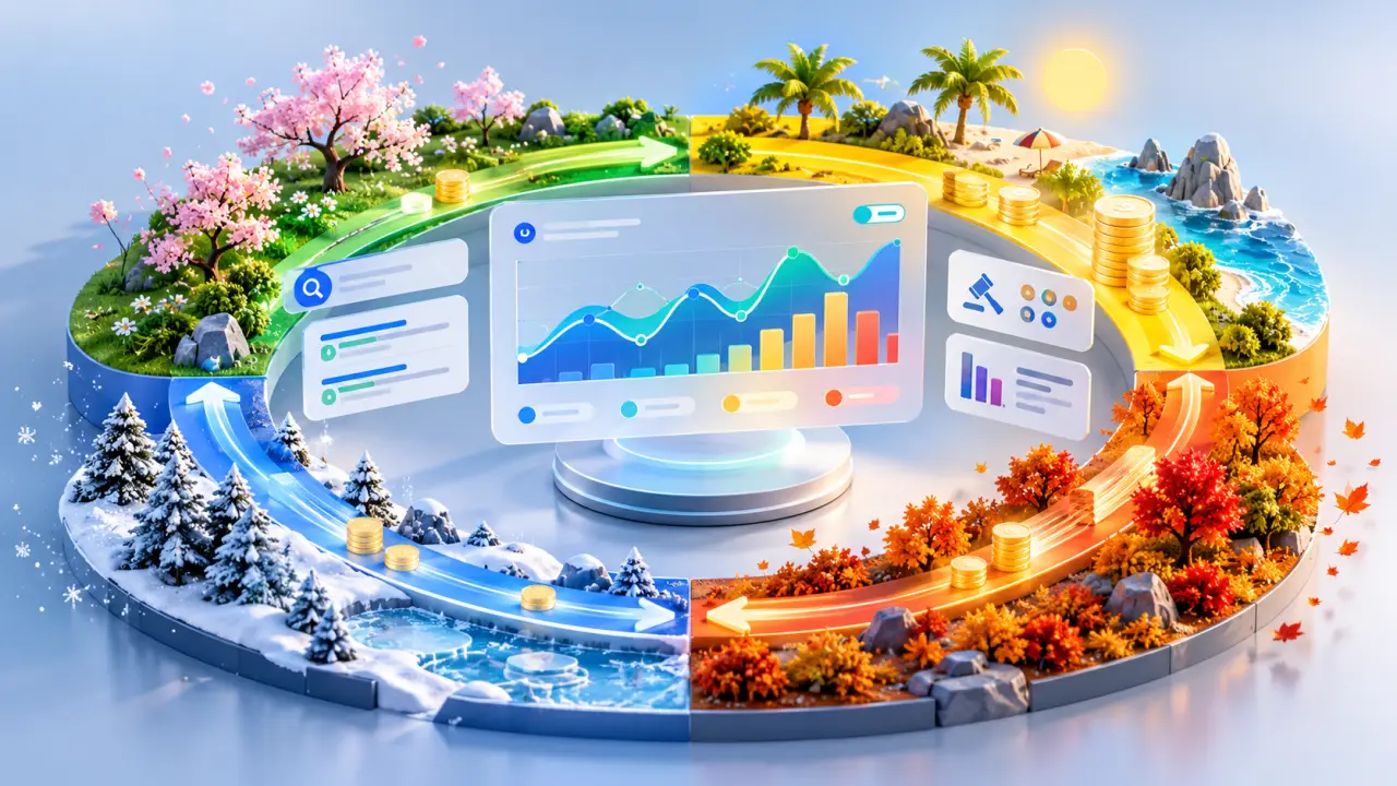 Graphique illustrant l’évolution saisonnière d’un budget Google Ads