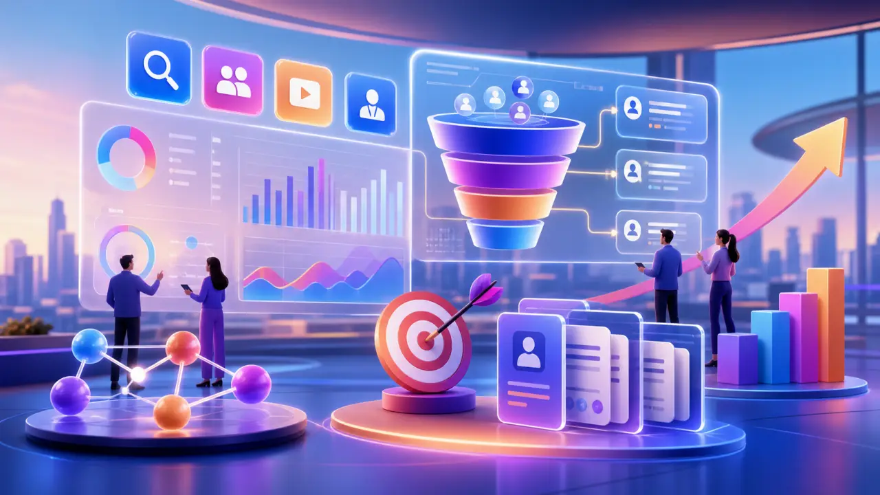 Illustration 3D abstraite des tendances Ads 2026