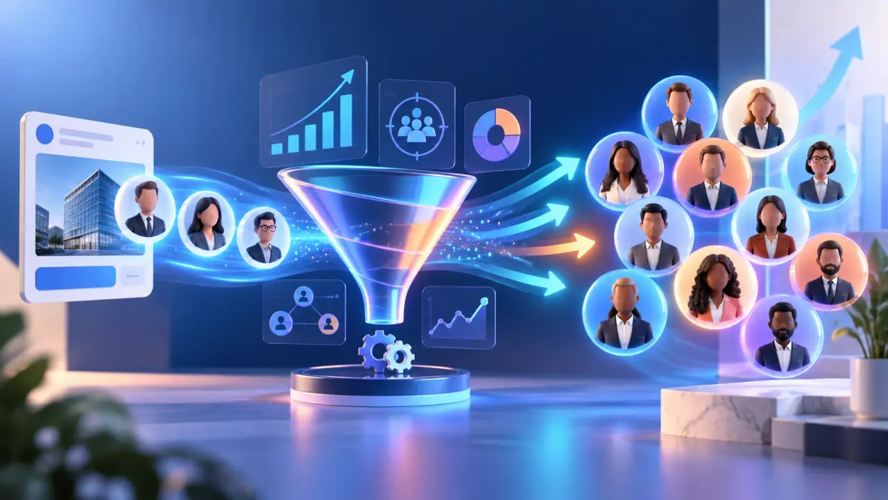 Campagne LinkedIn Ads B2B avec progression de leads qualifiés