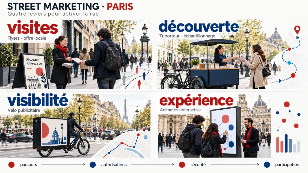 Agence de street marketing Paris : formats de campagne selon l’objectif, de la visite à l’expérience